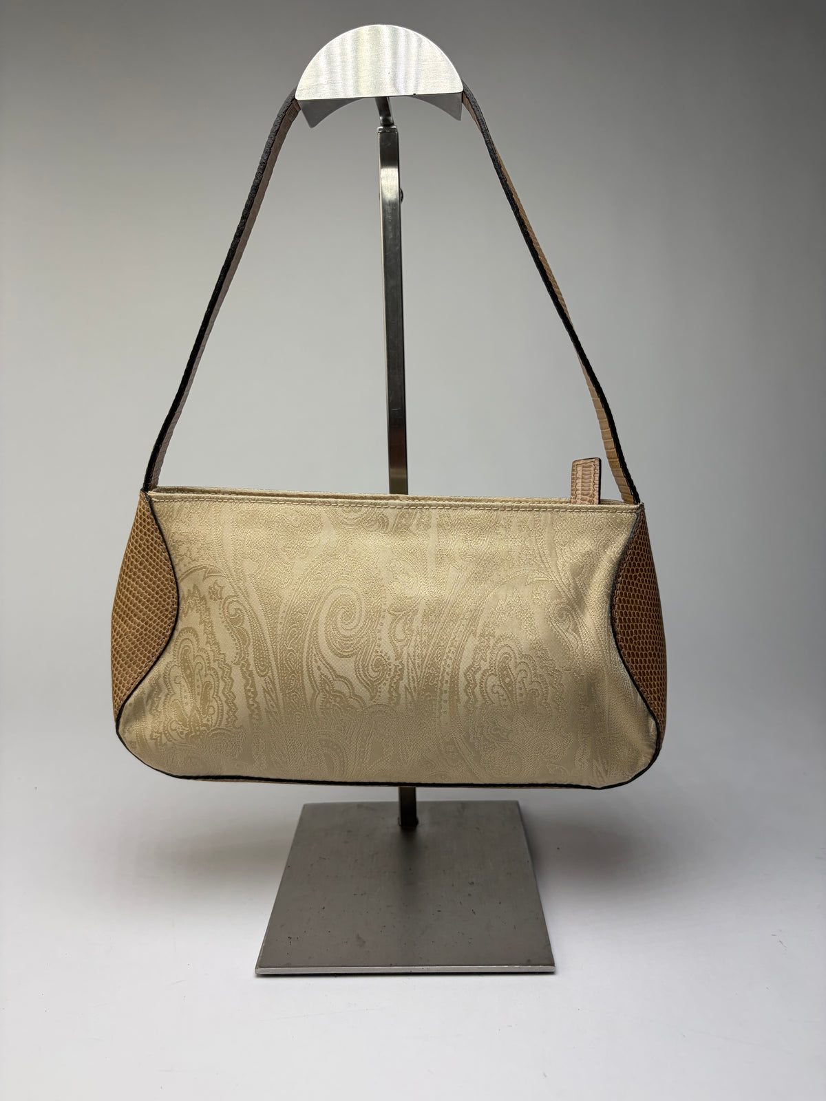Vintage Etro Paisley Flap Crossbody Bag Late 1990s Cream Tan