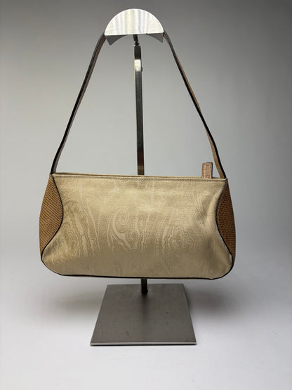 Vintage Etro Paisley Flap Crossbody Bag Late 1990s Cream Tan