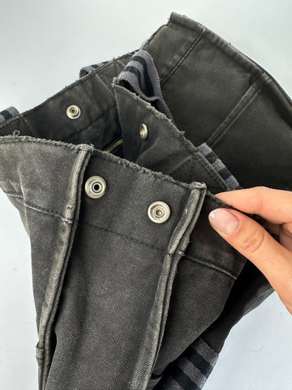 Vintage Hermès Canvas Tote Black Grey Silver
