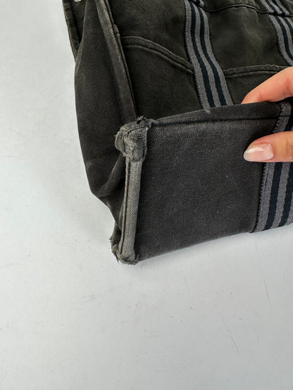 Vintage Hermès Canvas Tote Black Grey Silver