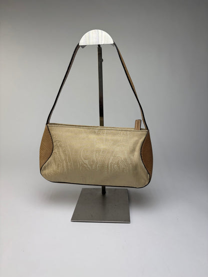 Vintage Etro Paisley Flap Crossbody Bag Late 1990s Cream Tan