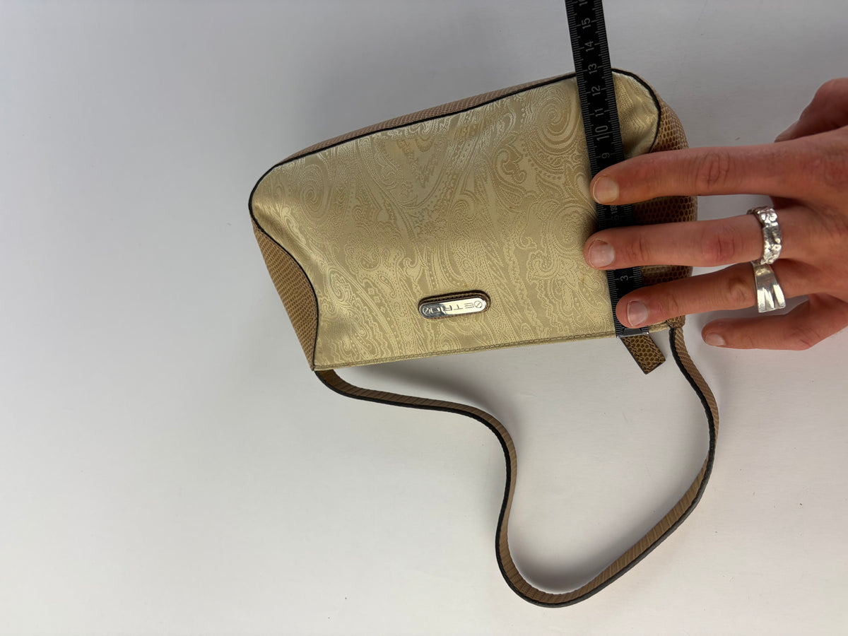 Vintage Etro Paisley Flap Crossbody Bag Late 1990s Cream Tan