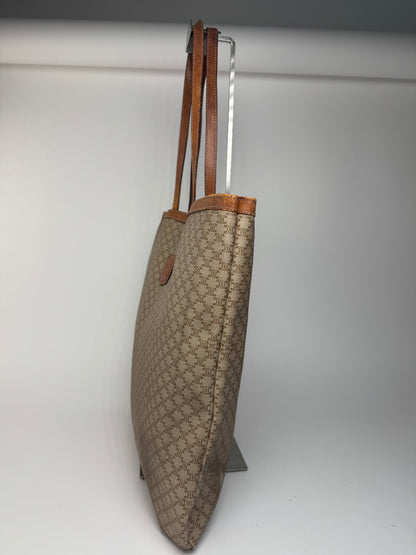 Grand sac vintage en cuir monogramme Céline Triomphe beige marron