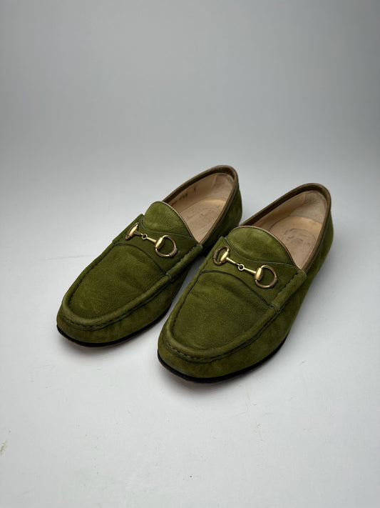 Vintage Gucci Suede Loafer Green