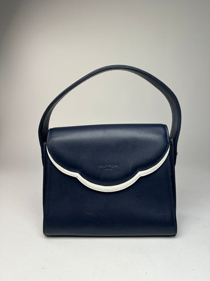 Vintage Courreges Paris Leather Handbag Navy