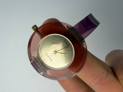 Vintage Gucci Plastic Bangle Watch c. Late 1970s Pink Purple
