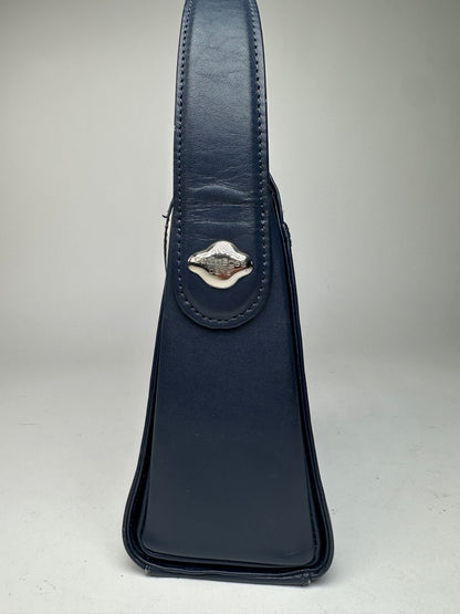 Vintage Courreges Paris Leather Handbag Navy