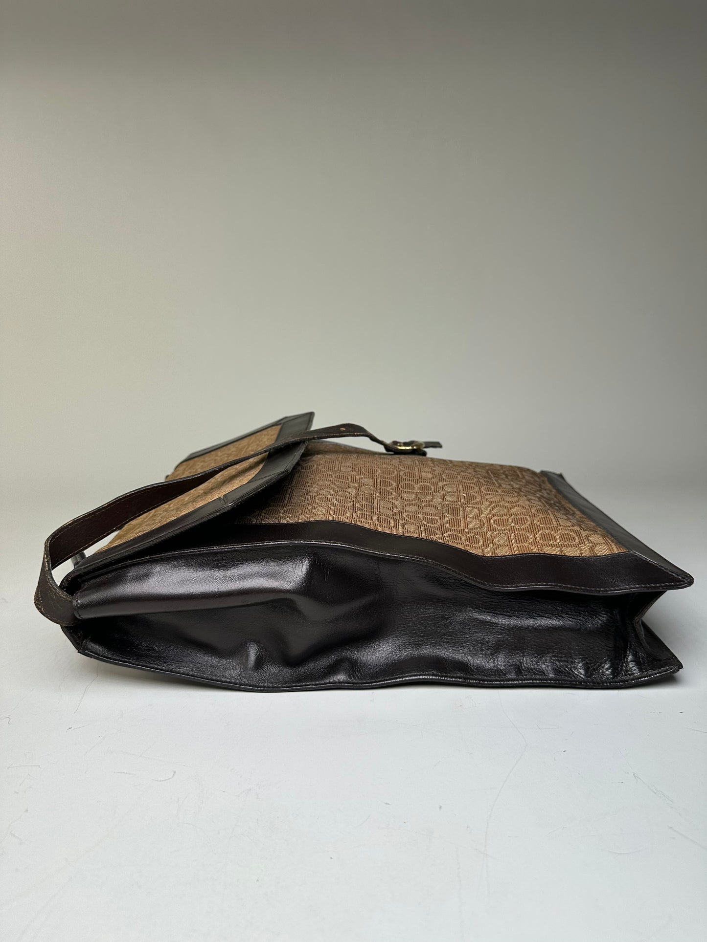 Vintage Balenciaga BB Monogram Canvas Tote Tan Brown