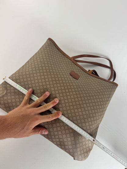 Grand sac vintage en cuir monogramme Céline Triomphe beige marron