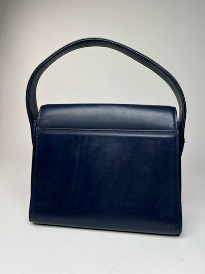 Vintage Courreges Paris Leather Handbag Navy
