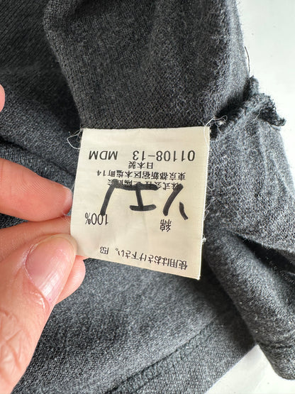 Vintage Burberry Men's Cotton Long Sleeve Polo Shirt Charcoal Grey M
