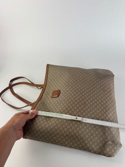 Grand sac vintage en cuir monogramme Céline Triomphe beige marron