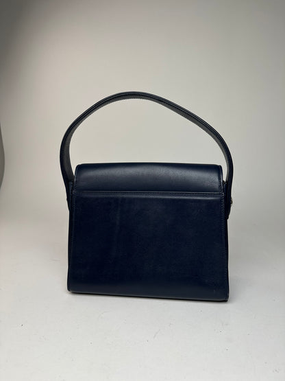 Vintage Courreges Paris Leather Handbag Navy