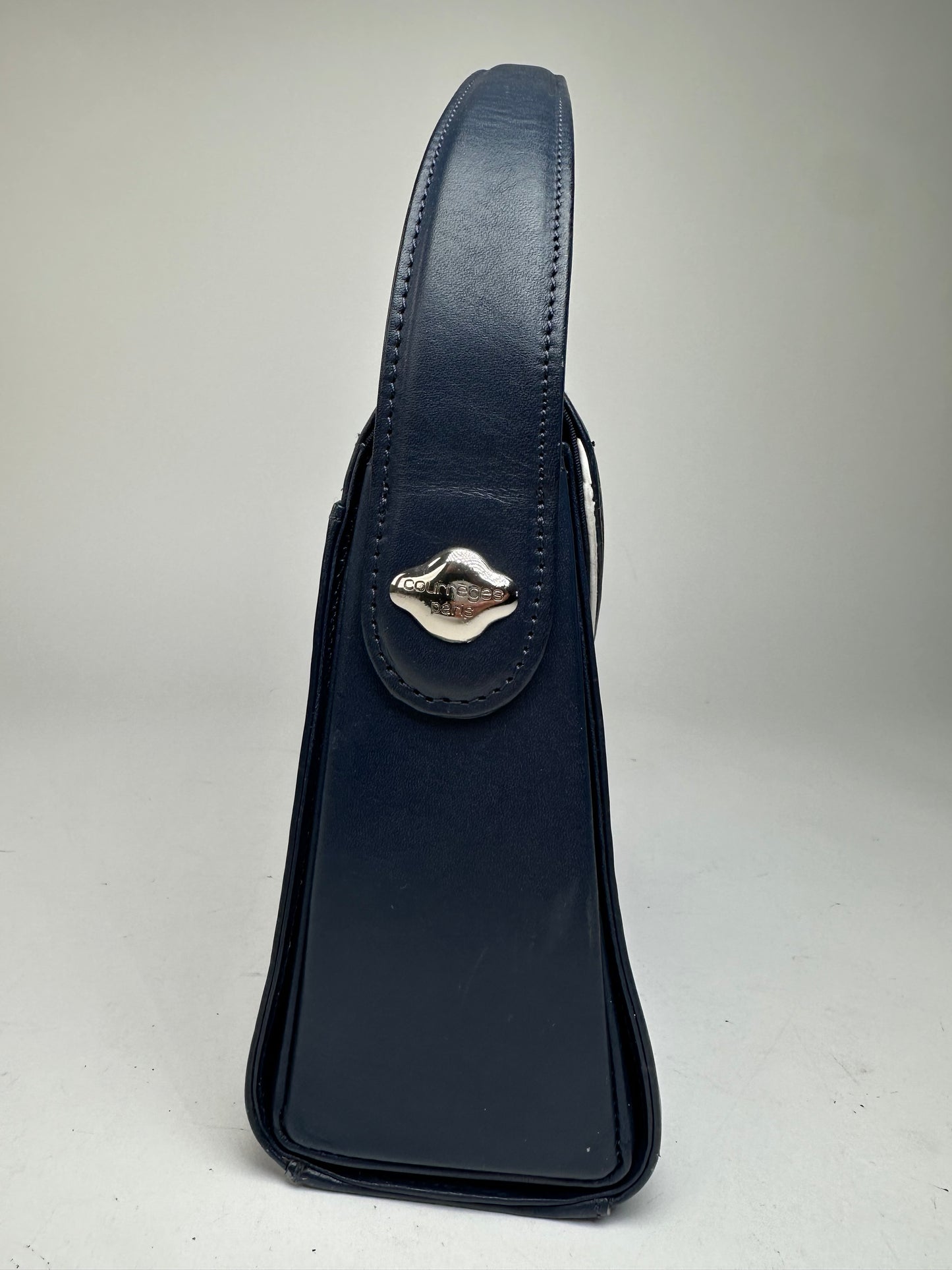 Vintage Courreges Paris Leather Handbag Navy