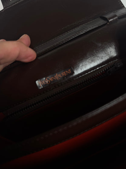 Sac vintage Yves Saint Laurent 2Way en cuir marron