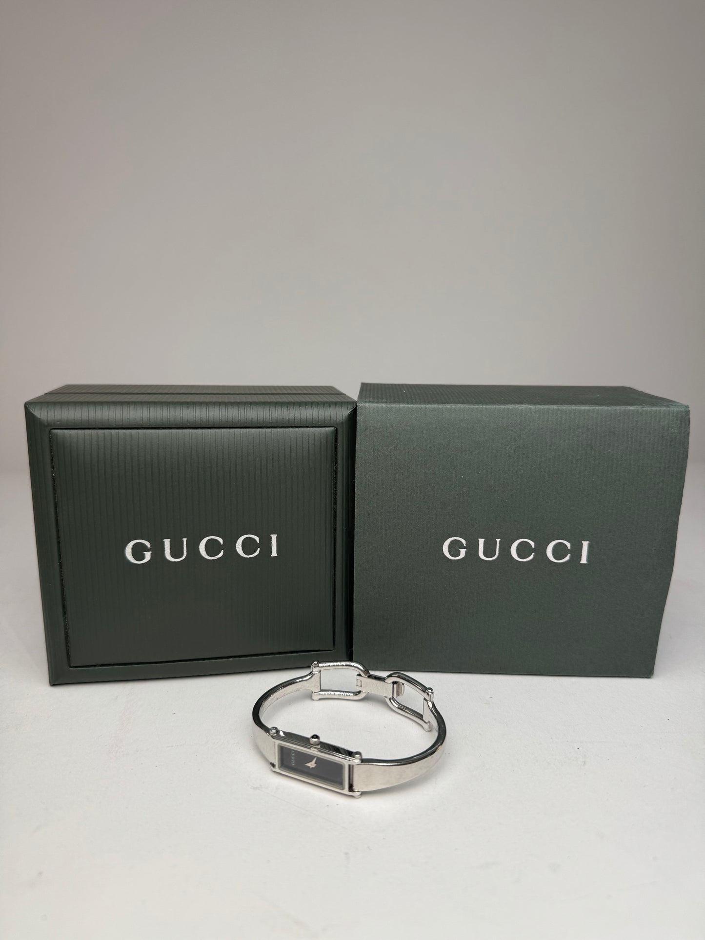 Vintage Gucci Horsebit quartz Watch Silver with case