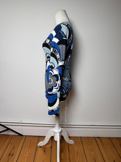 Vintage Emilio Pucci Abstract V Neck Viscose Sweater Blue 38/M