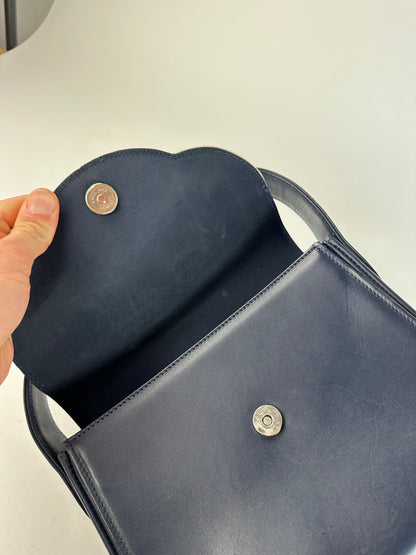 Vintage Courreges Paris Leather Handbag Navy