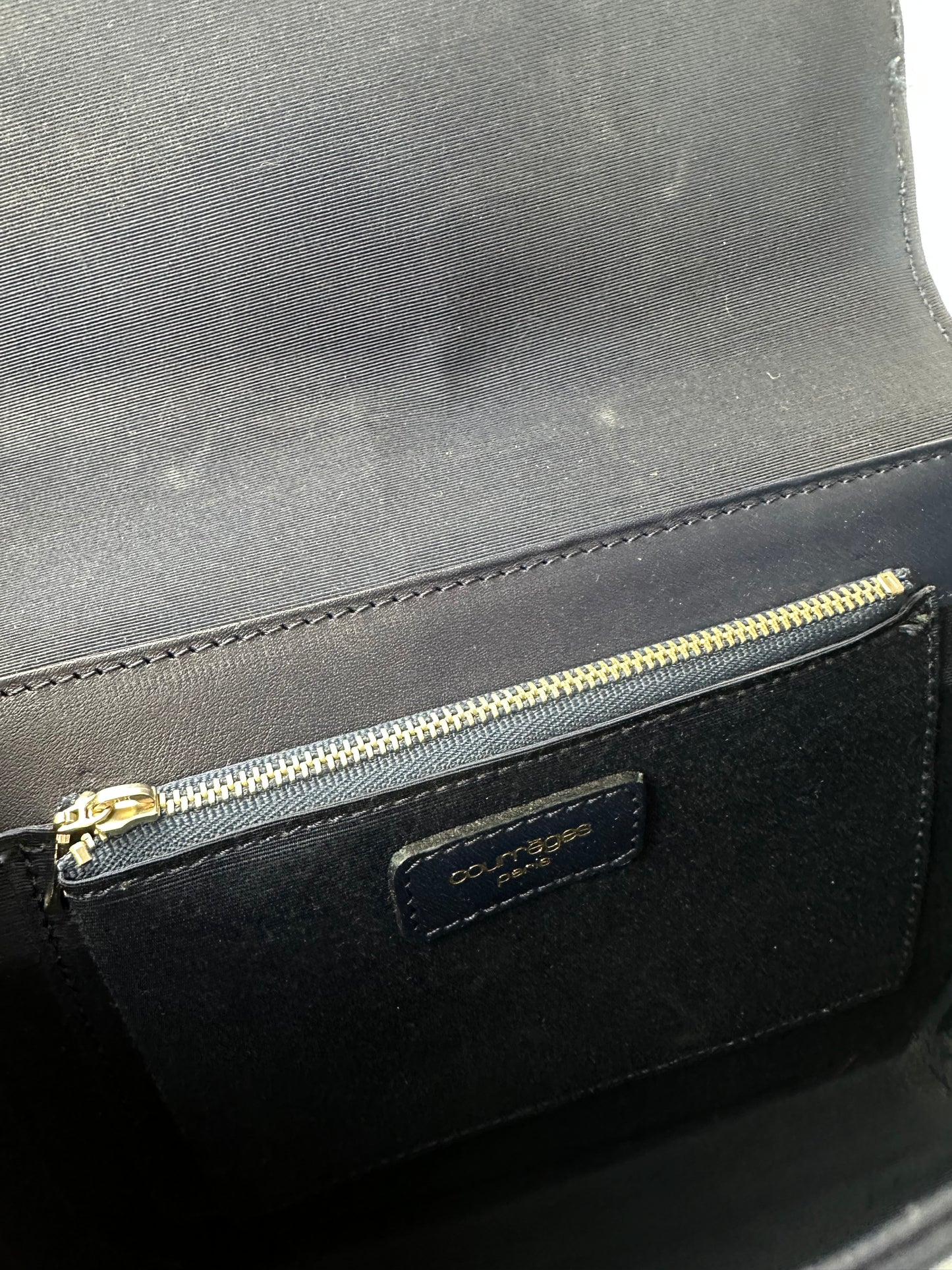 Vintage Courreges Paris Leather Handbag Navy