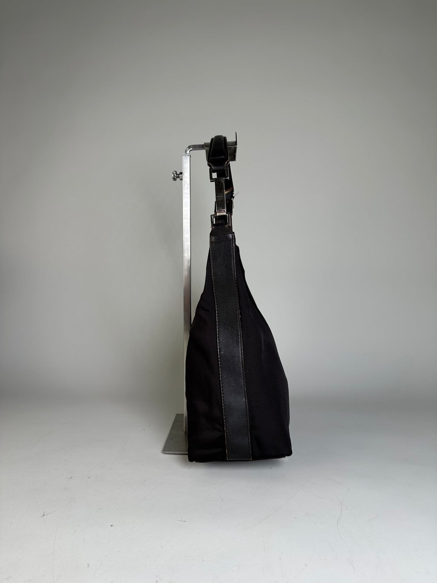 Vintage Gucci Fabric Shoulder Bag Black Silver