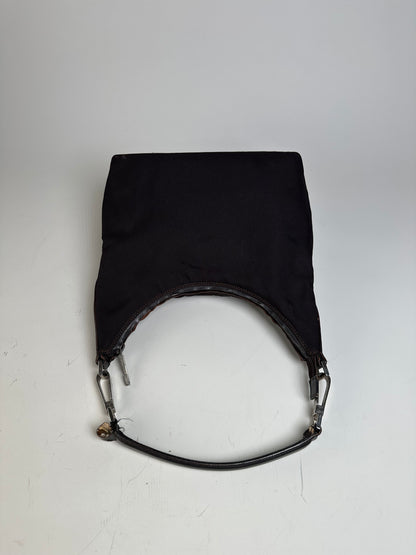 Vintage Gucci Fabric Shoulder Bag Black Silver