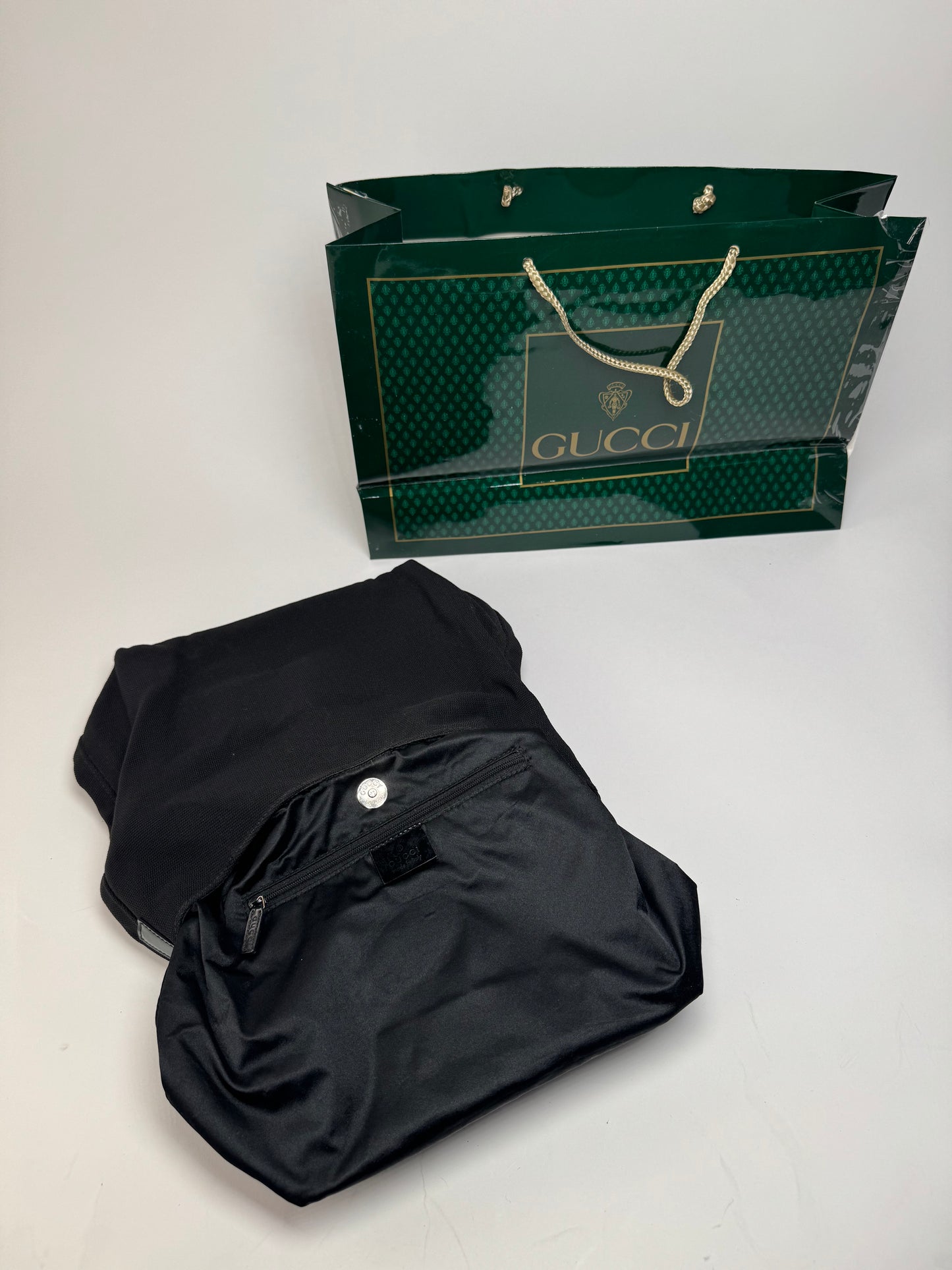 Vintage Gucci Canvas Patent Leather Handbag Black