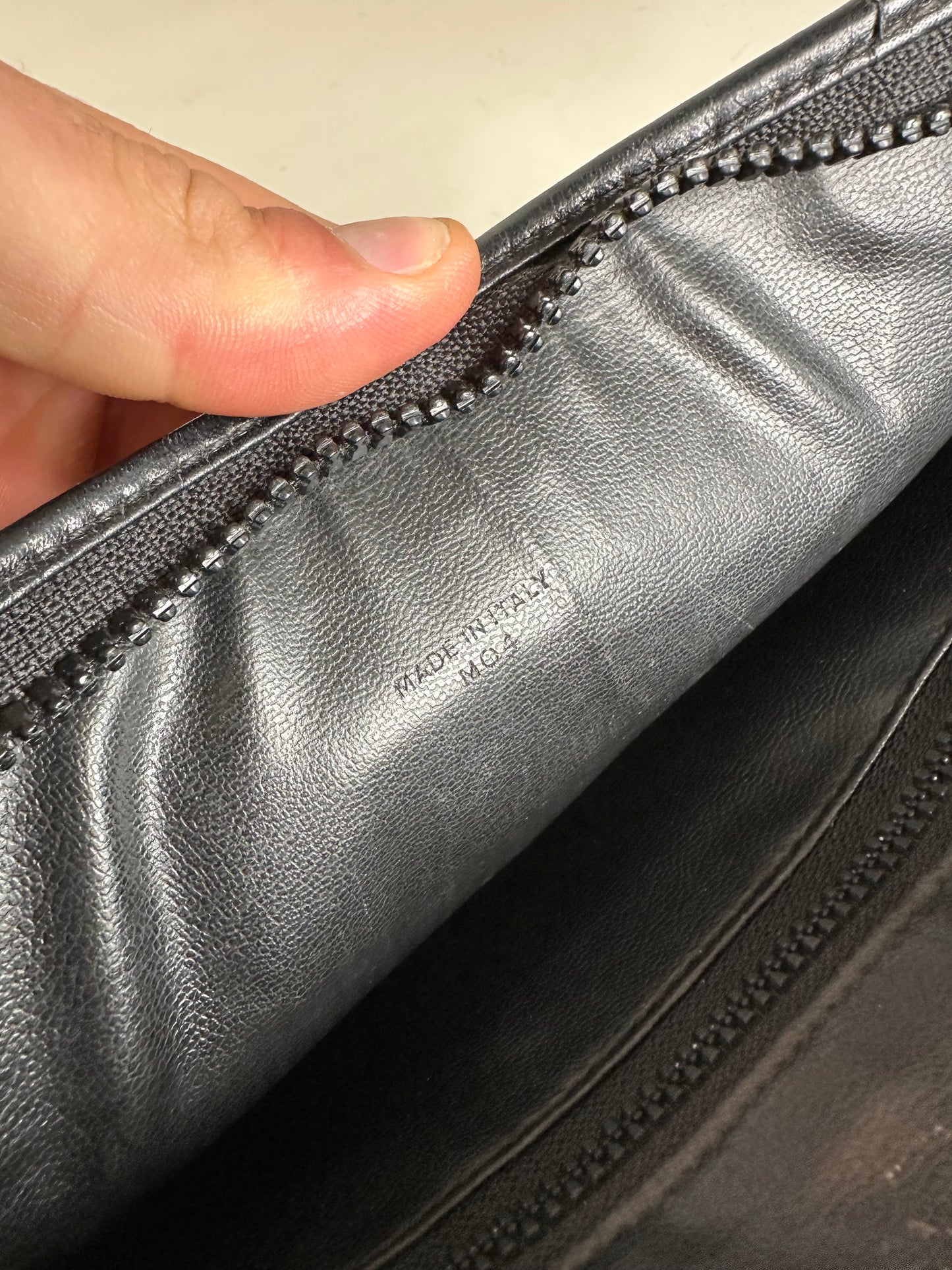 Vintage Celine Leather Clutch Black Silver
