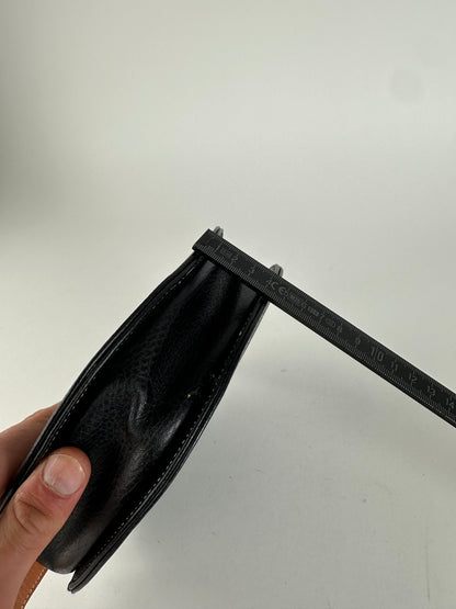 Vintage Courrèges Round Leather Crossbody Bag Black Brown