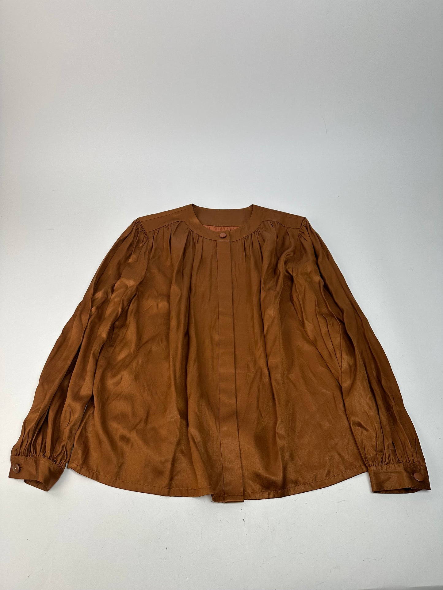 Vintage Dior Silk Blouse Brown Orange M