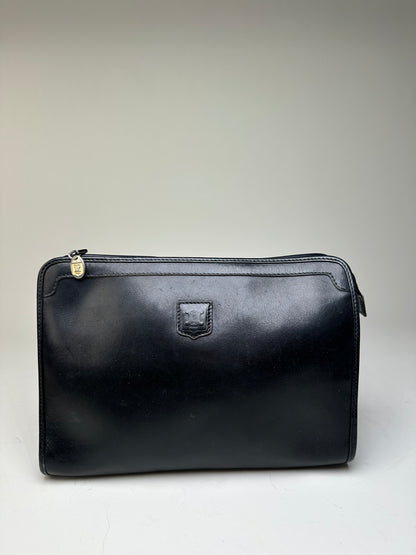 Vintage Celine Leather Clutch Black Silver