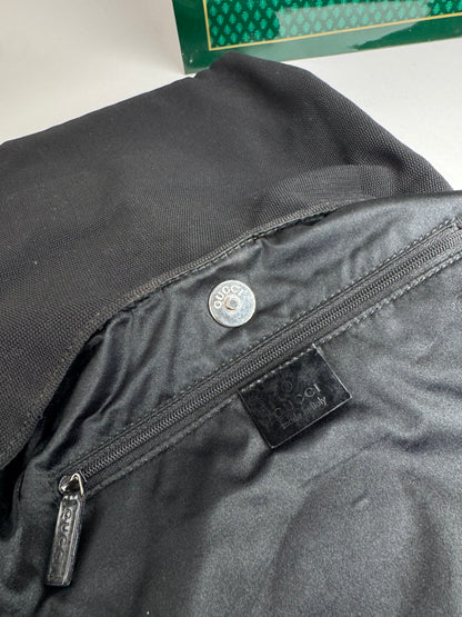 Vintage Gucci Canvas Patent Leather Handbag Black