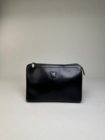 Vintage Celine Leather Clutch Black Silver