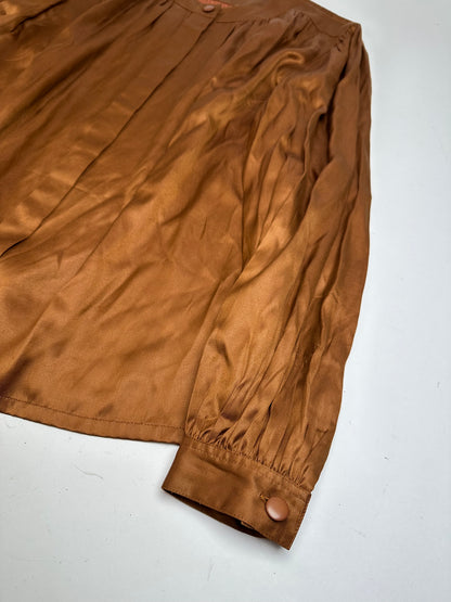 Vintage Dior Silk Blouse Brown Orange M