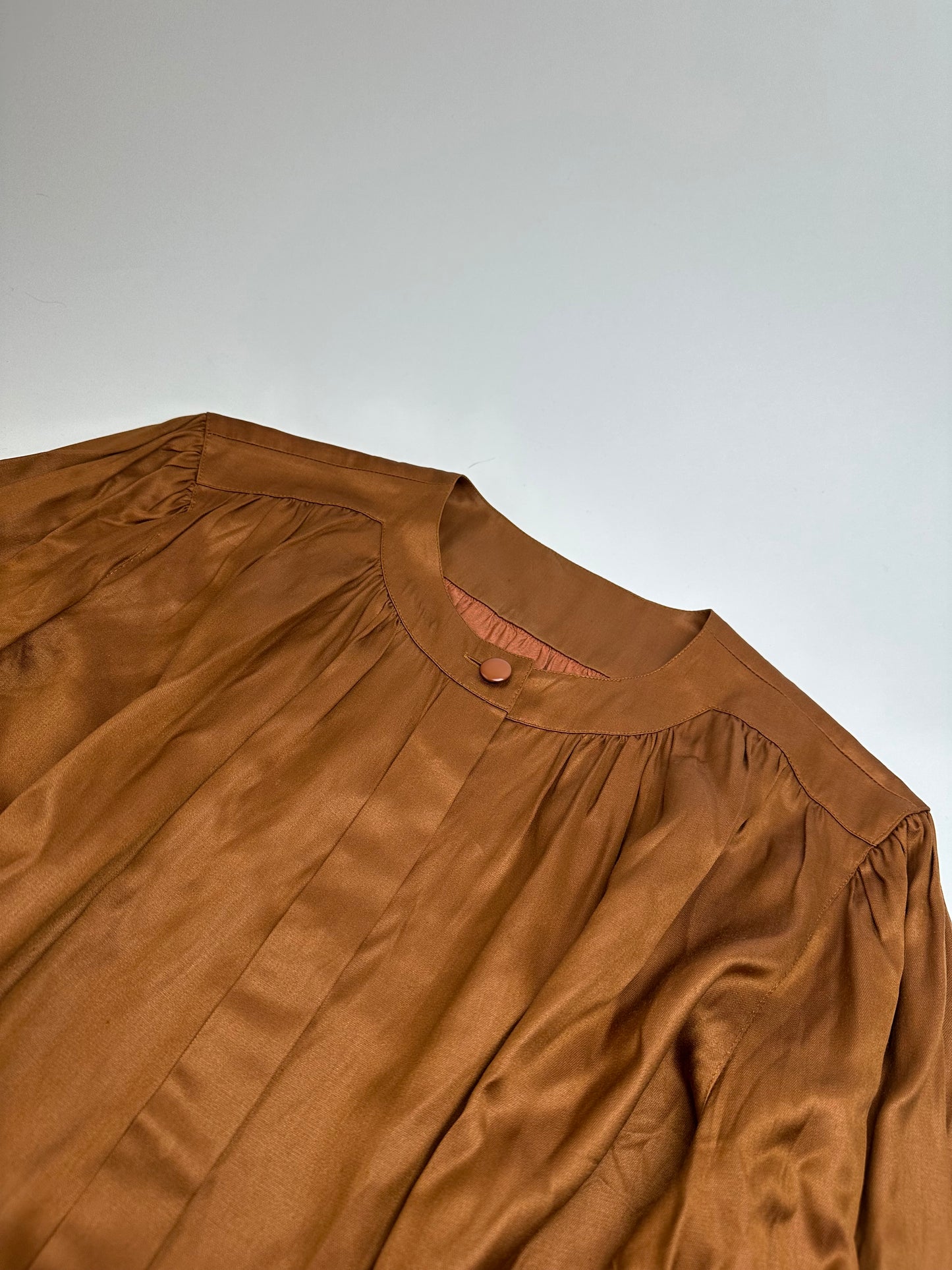 Vintage Dior Silk Blouse Brown Orange M