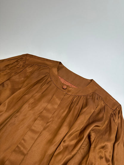 Vintage Dior Silk Blouse Brown Orange M