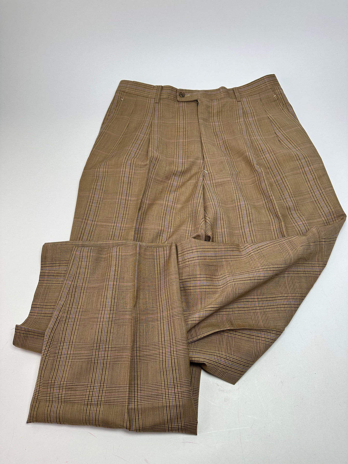 Vintage Dior Glen Check Wool Pants Brown Purple M