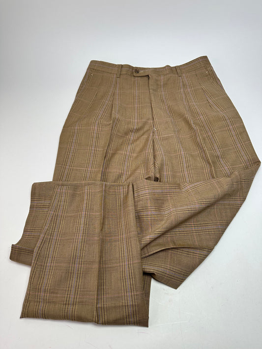 Vintage Dior Glen Check Wool Pants Brown Purple M