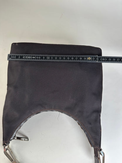 Vintage Gucci Fabric Shoulder Bag Black Silver