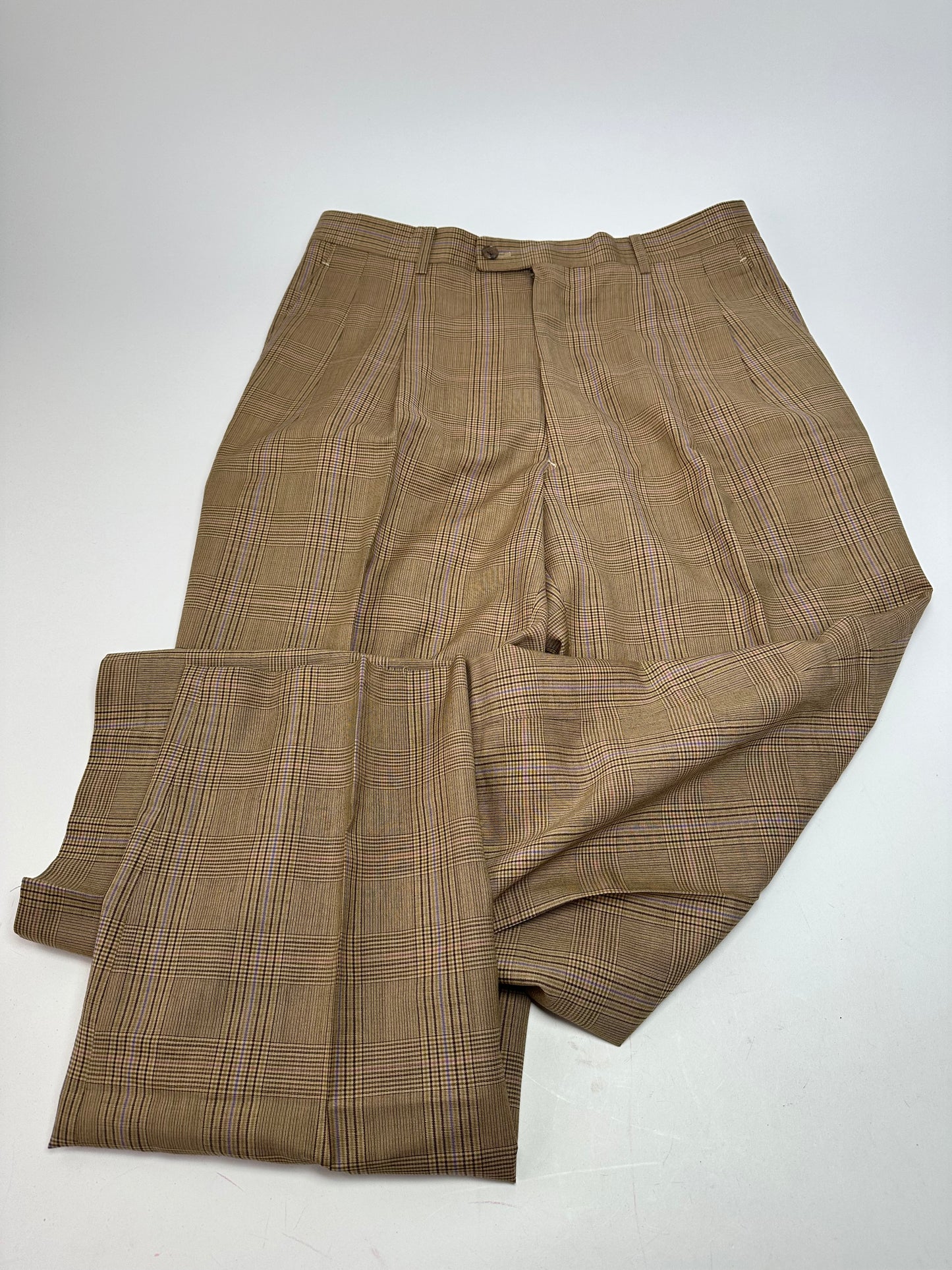Vintage Dior Glen Check Wool Pants Brown Purple M