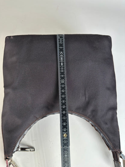 Vintage Gucci Fabric Shoulder Bag Black Silver