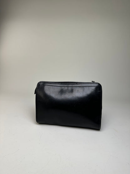 Vintage Celine Leather Clutch Black Silver