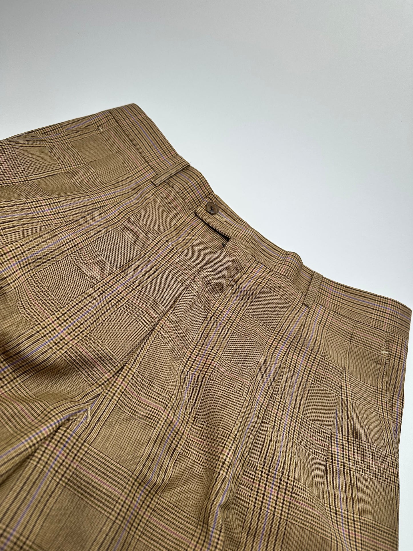 Vintage Dior Glen Check Wool Pants Brown Purple M