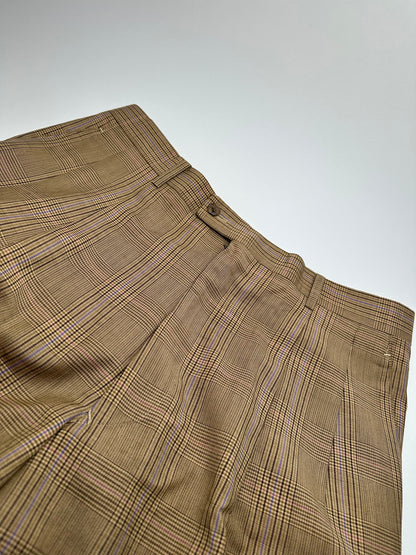 Vintage Dior Glen Check Wool Pants Brown Purple M
