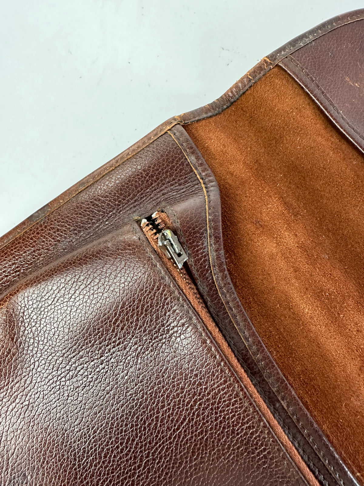 Vintage Dior Grained Leather Flap Clutch Late 1970s Brown