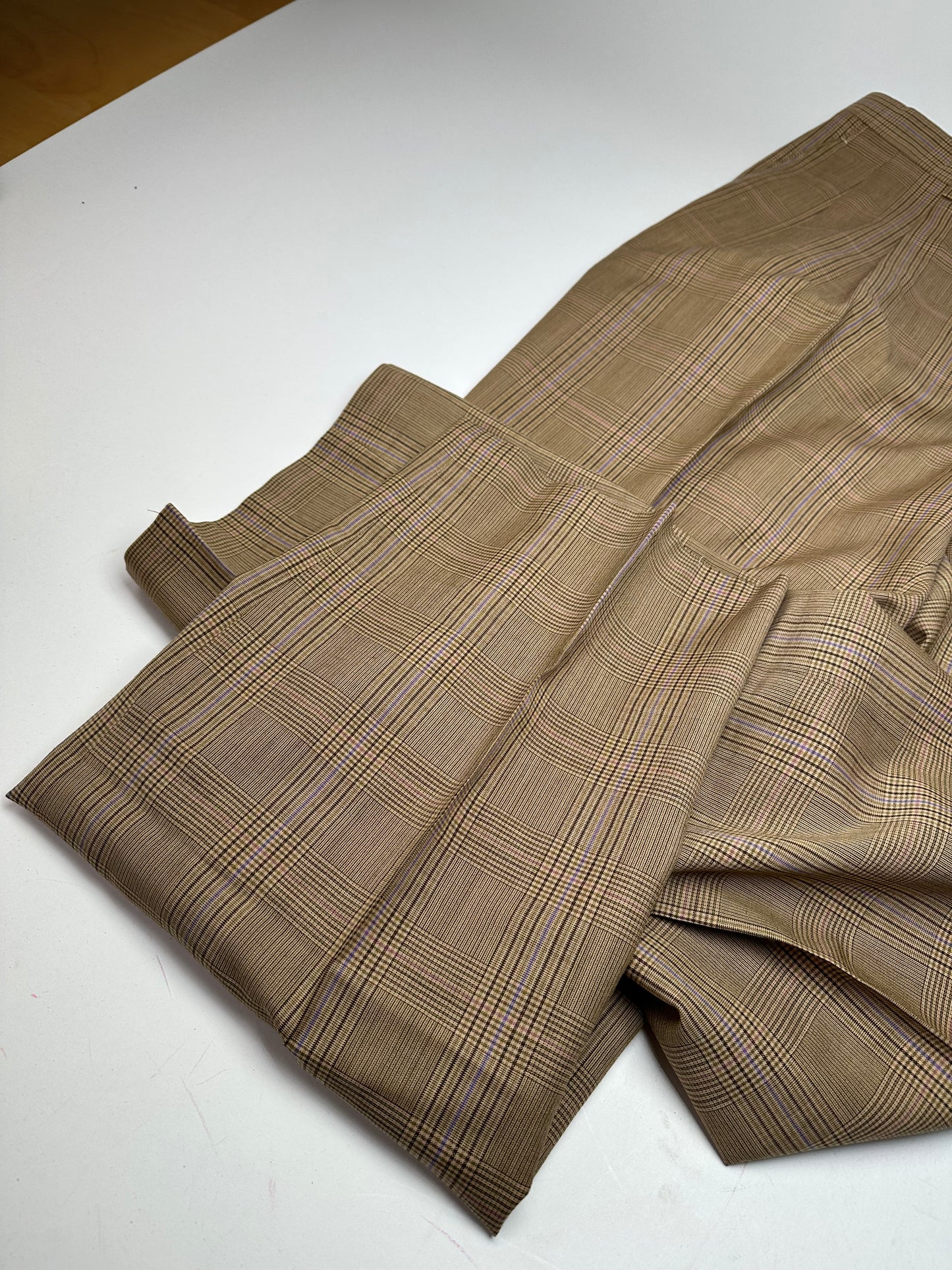 Vintage Dior Glen Check Wool Pants Brown Purple M
