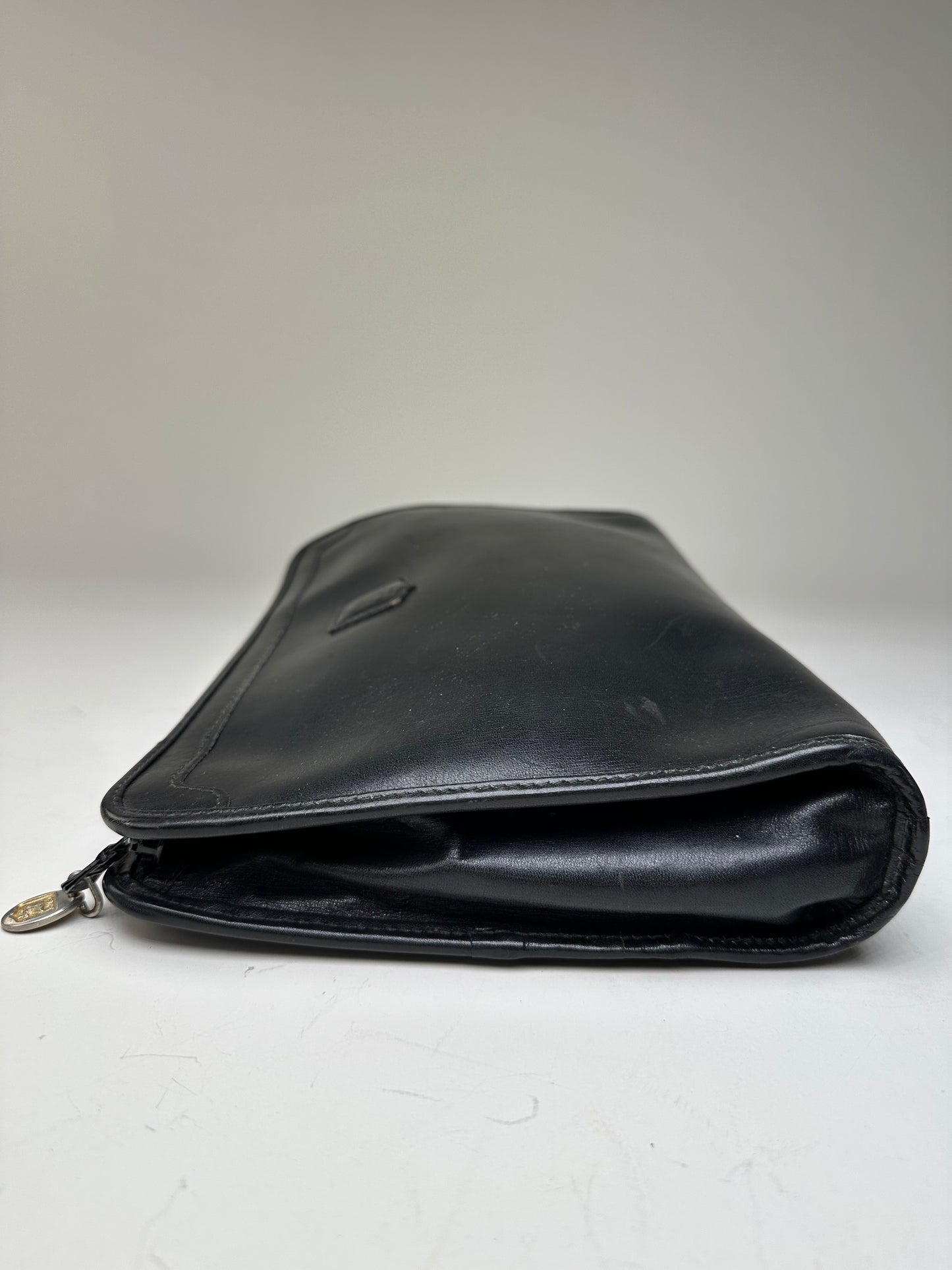 Vintage Celine Leather Clutch Black Silver