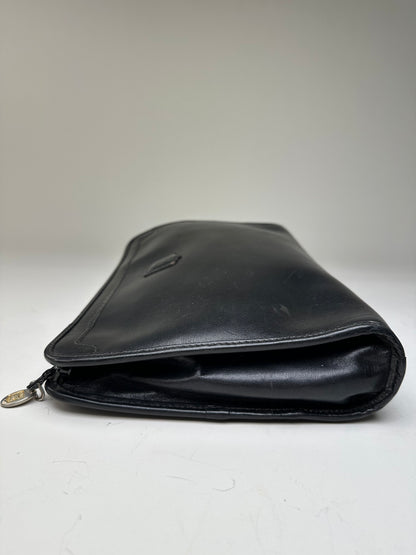 Vintage Celine Leather Clutch Black Silver