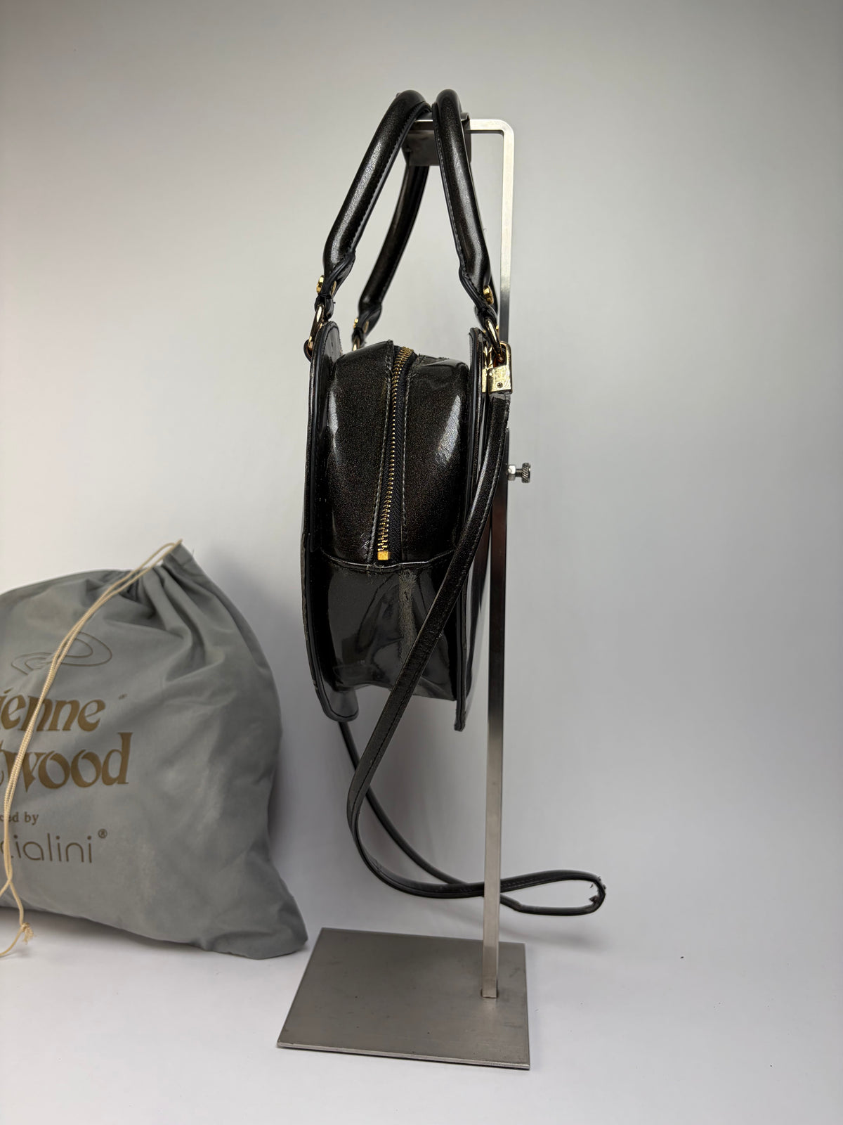 Vintage Vivienne Westwood Patent Structured Top-Handle Bag Early 2000s Black