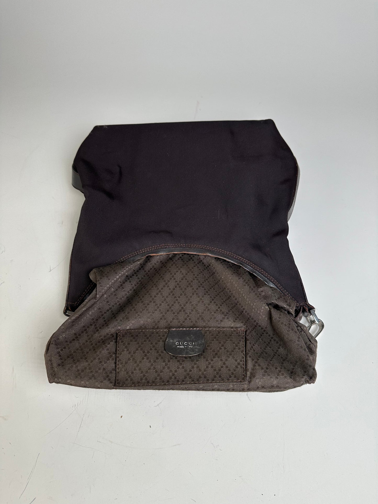 Vintage Gucci Fabric Shoulder Bag Black Silver