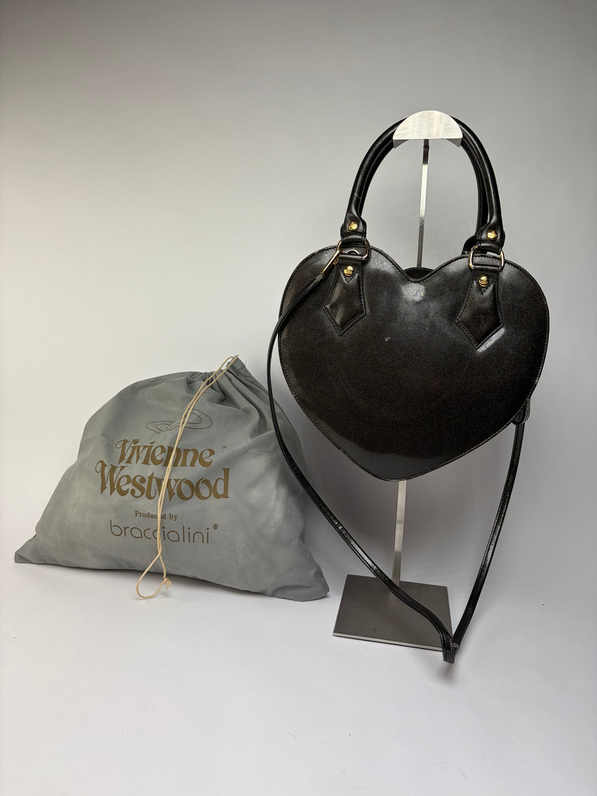 Vintage Vivienne Westwood Patent Structured Top-Handle Bag Early 2000s Black